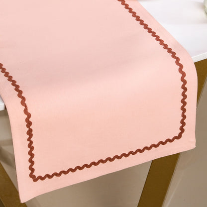 Madeline Rick Rack Cotton Table Runner Peach 183x36cm