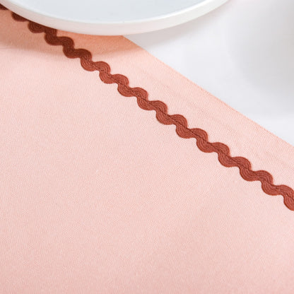Madeline Rick Rack Cotton Table Runner Peach 183x36cm