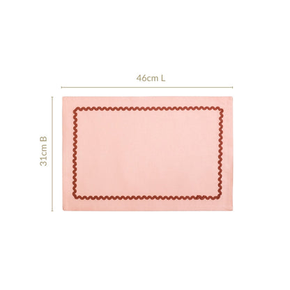 Madeline Rick Rack Peach Set Of 6 Reversible Cotton Placemats