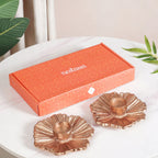 Rose Gold Tealight Candle Holder Set Of 2 In Festive Gift Box