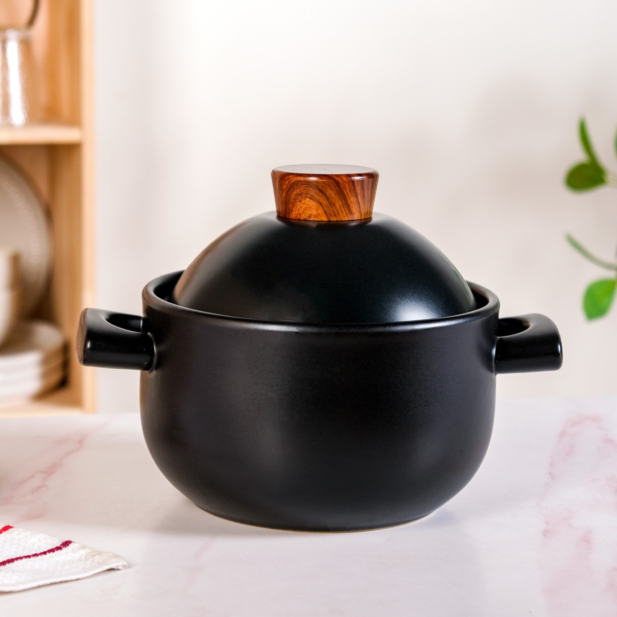 Claymist Black Cooking Pot With Lid 2800ml