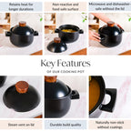 Claymist Black Cooking Pot With Lid 2800ml