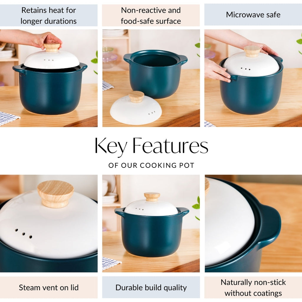 Cera Ceramic Soup Cooking Pot With White Lid 6000ml