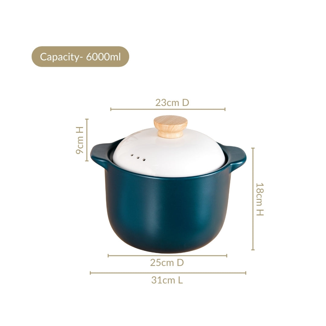 Cera Ceramic Soup Cooking Pot With White Lid 6000ml
