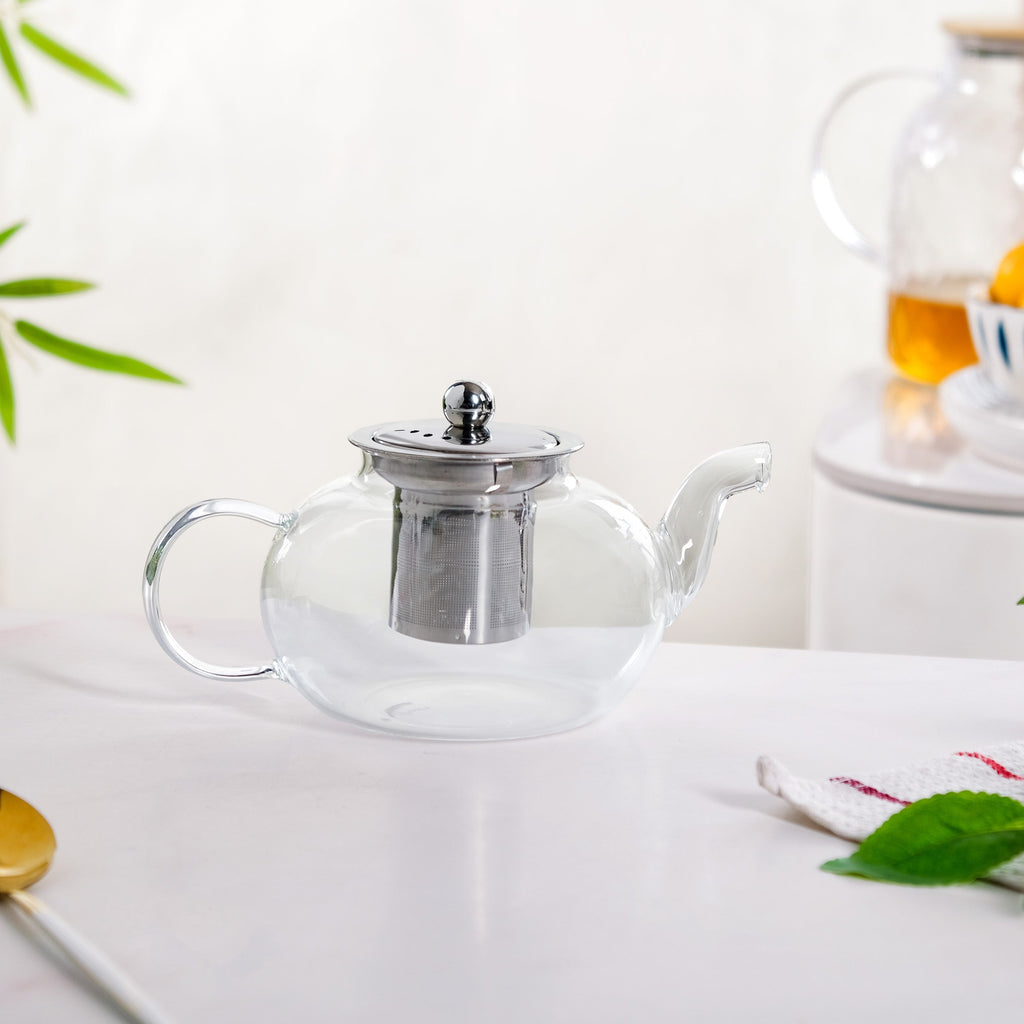 Round Transparent Teapot With Strainer 800ml