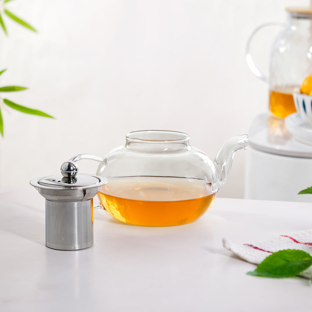Round Transparent Teapot With Strainer 800ml