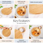 Mod Round Bamboo Serving Platter With Handle 12 Inch