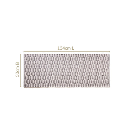 Boho Weave Floor Runner Cotton Mat Brown White 134x50cm