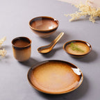Brown Ceramic dinner set components For One