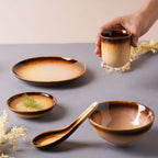 Brown Ceramic dinner set components For One