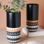 Black Ethnic Flute Vase
