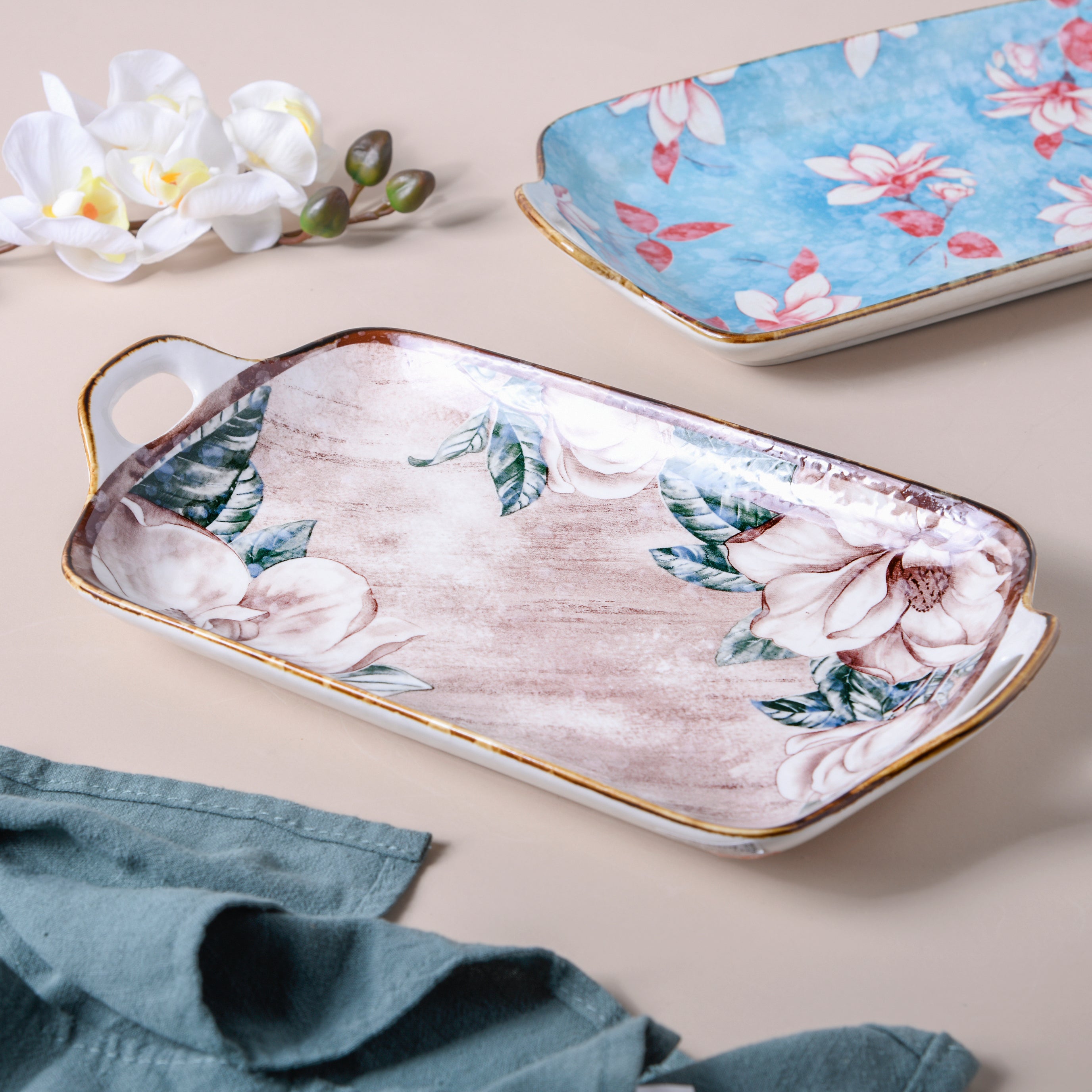 Ceramic Floral Tray