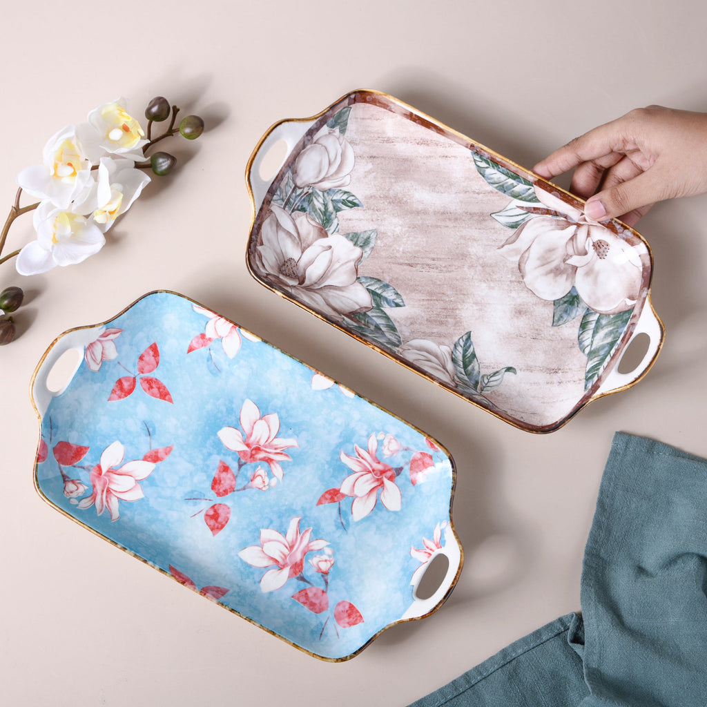 Ceramic Floral Tray