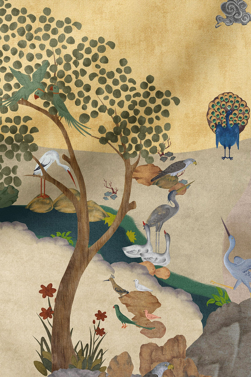 Creme Ivory Printed Scarf