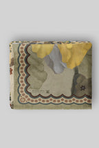 Crème Ivory - Olive Green Cashmere Shawl