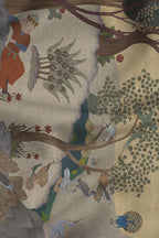 Crème Ivory - Olive Green Cashmere Shawl