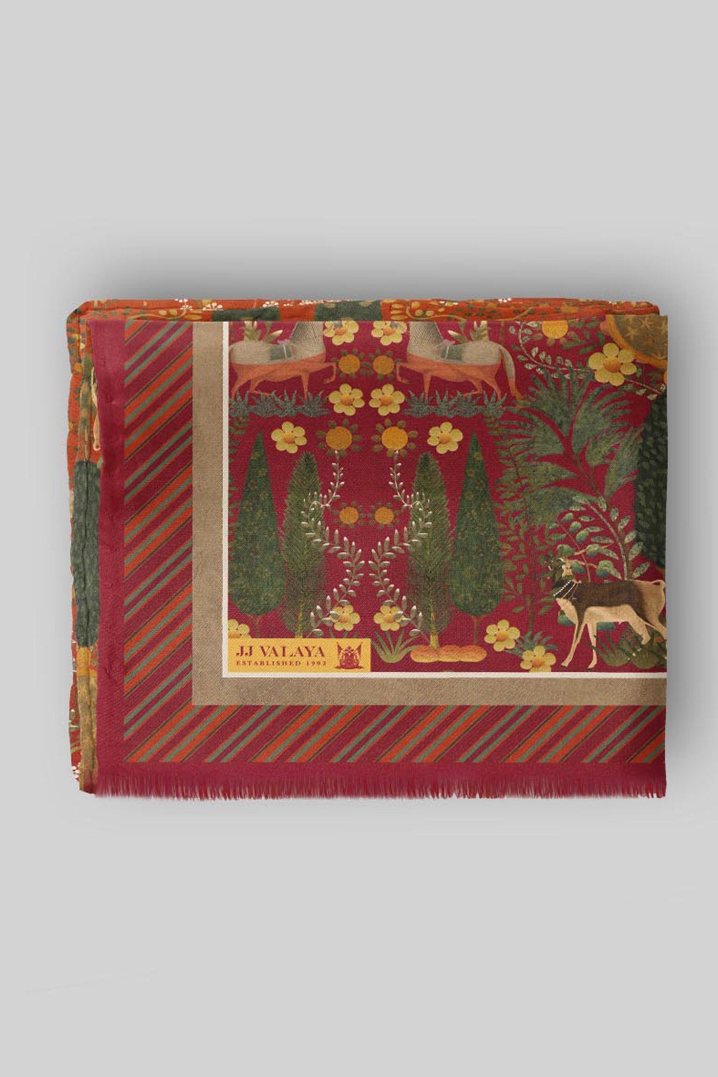 Crimson Red - Orange Ombre Cashmere Shawl