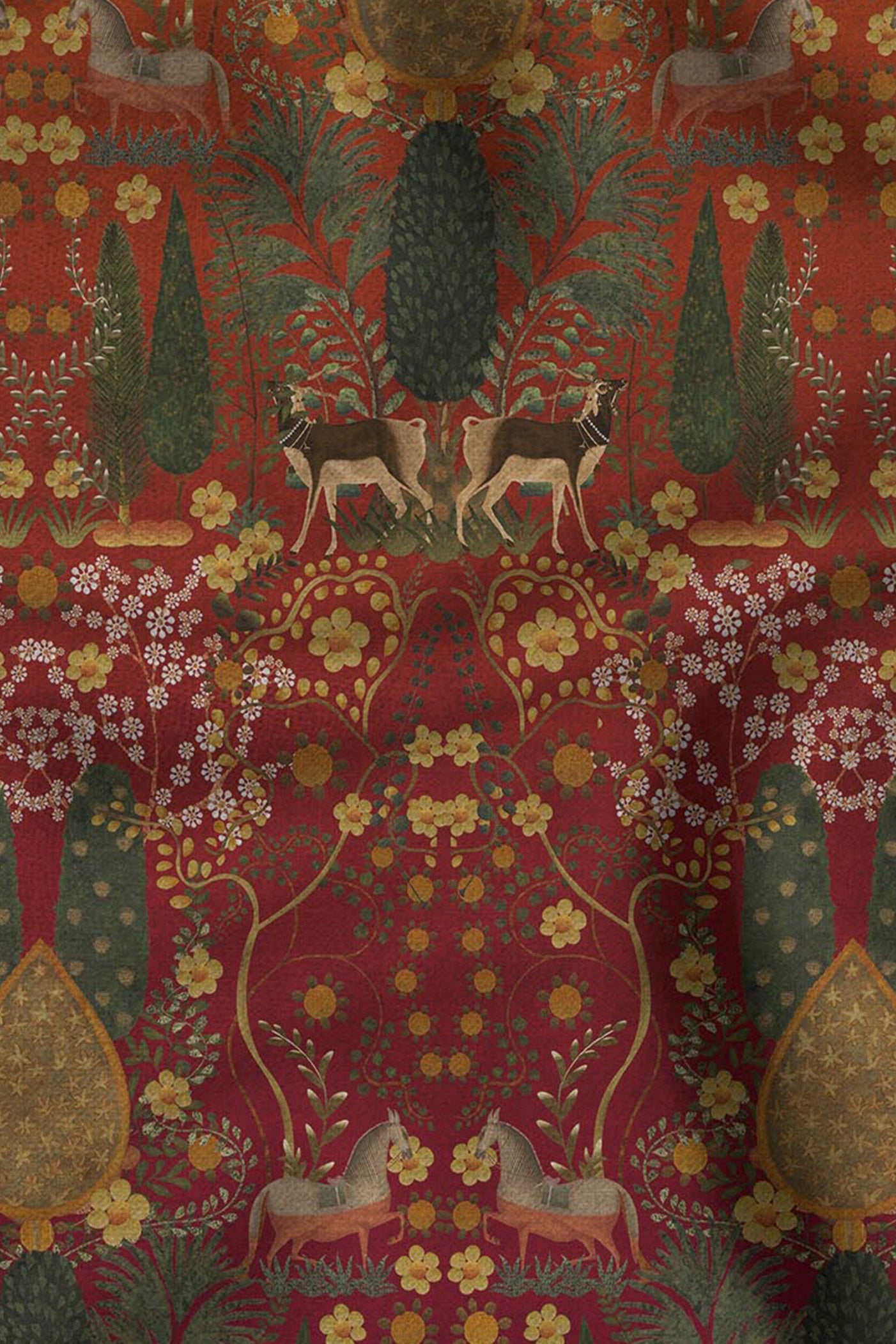 Crimson Red - Orange Ombre Cashmere Shawl