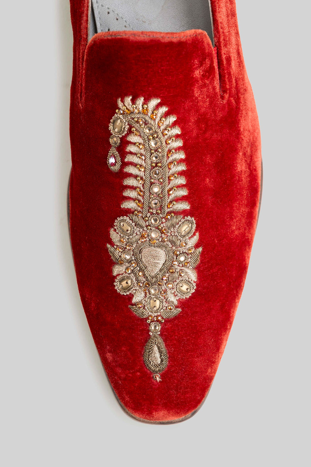 Crimson Red Velvet Loafers