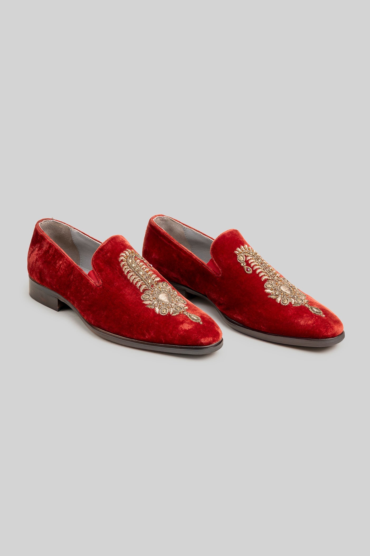 Crimson Red Velvet Loafers