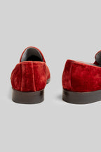 Crimson Red Velvet Loafers