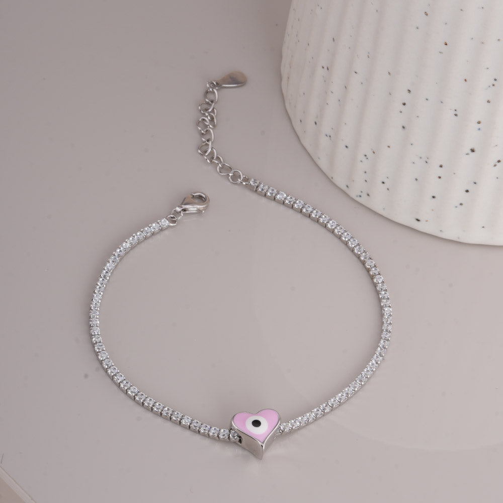 Dainty Charm 925 Sterling Silver Tennis Bracelet
