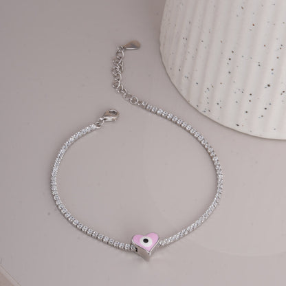 Dainty Charm 925 Sterling Silver Tennis Bracelet