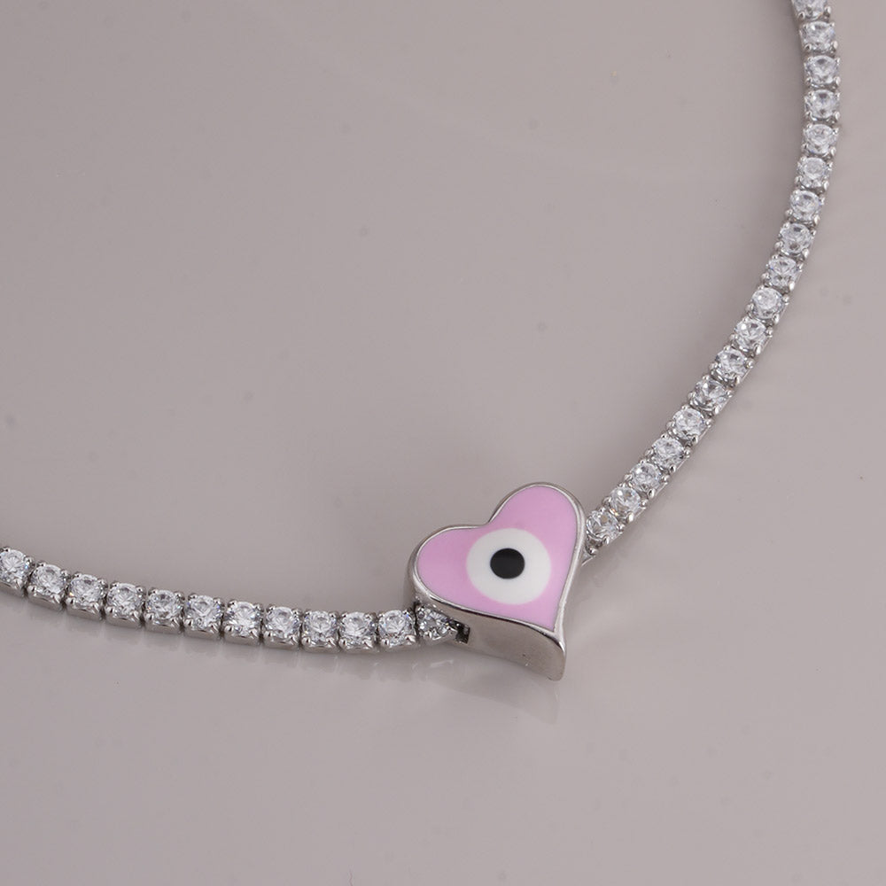 Dainty Charm 925 Sterling Silver Tennis Bracelet