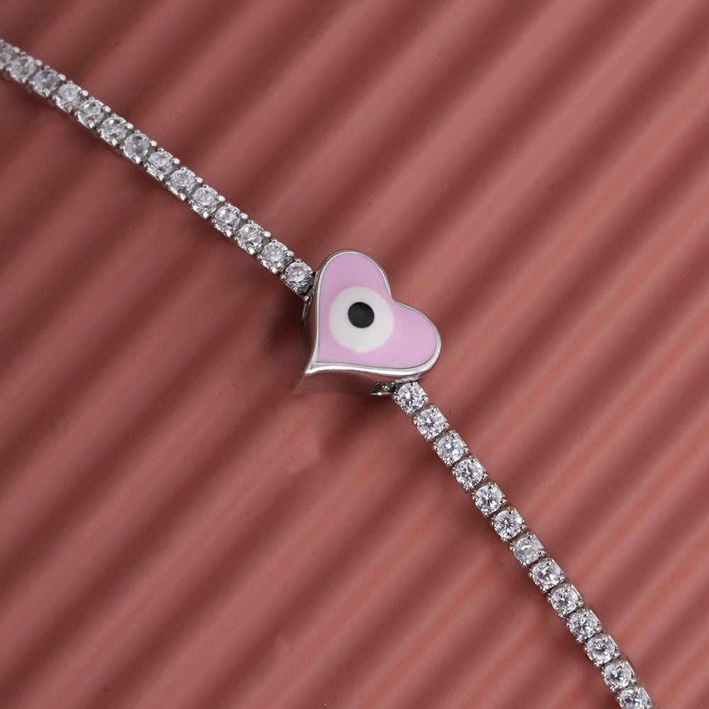 Dainty Charm 925 Sterling Silver Tennis Bracelet