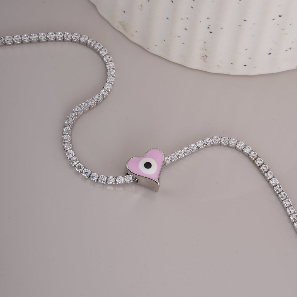 Dainty Charm 925 Sterling Silver Tennis Bracelet