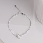 Classic Tennis 925 Sterling Silver Bracelet with Charm