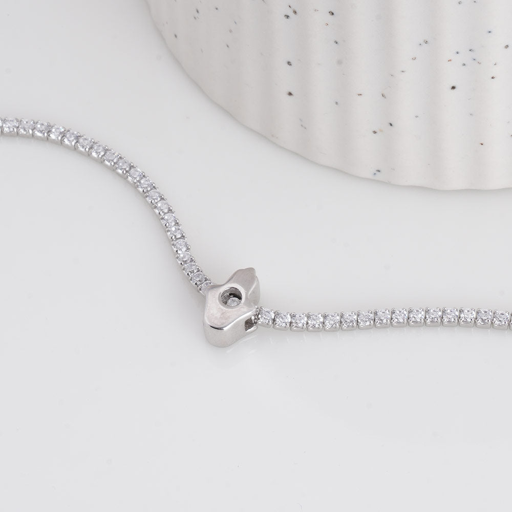 Classic Tennis 925 Sterling Silver Bracelet with Charm