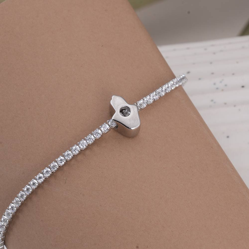 Classic Tennis 925 Sterling Silver Bracelet with Charm
