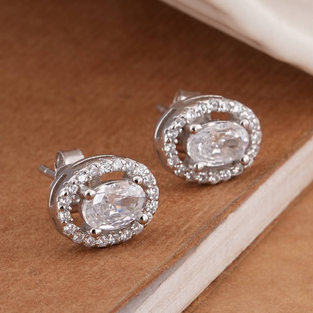 Radiant Halo 925 Sterling Silver Earrings