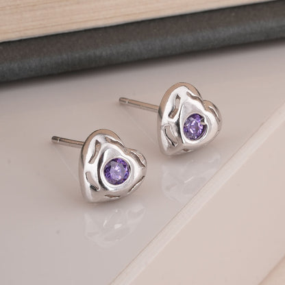 Silver Heart 925 Sterling Silver Stud Earrings