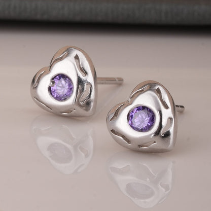 Silver Heart 925 Sterling Silver Stud Earrings