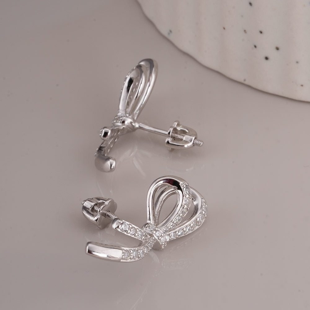 Classic Bow 925 Sterling Silver Stud Earrings