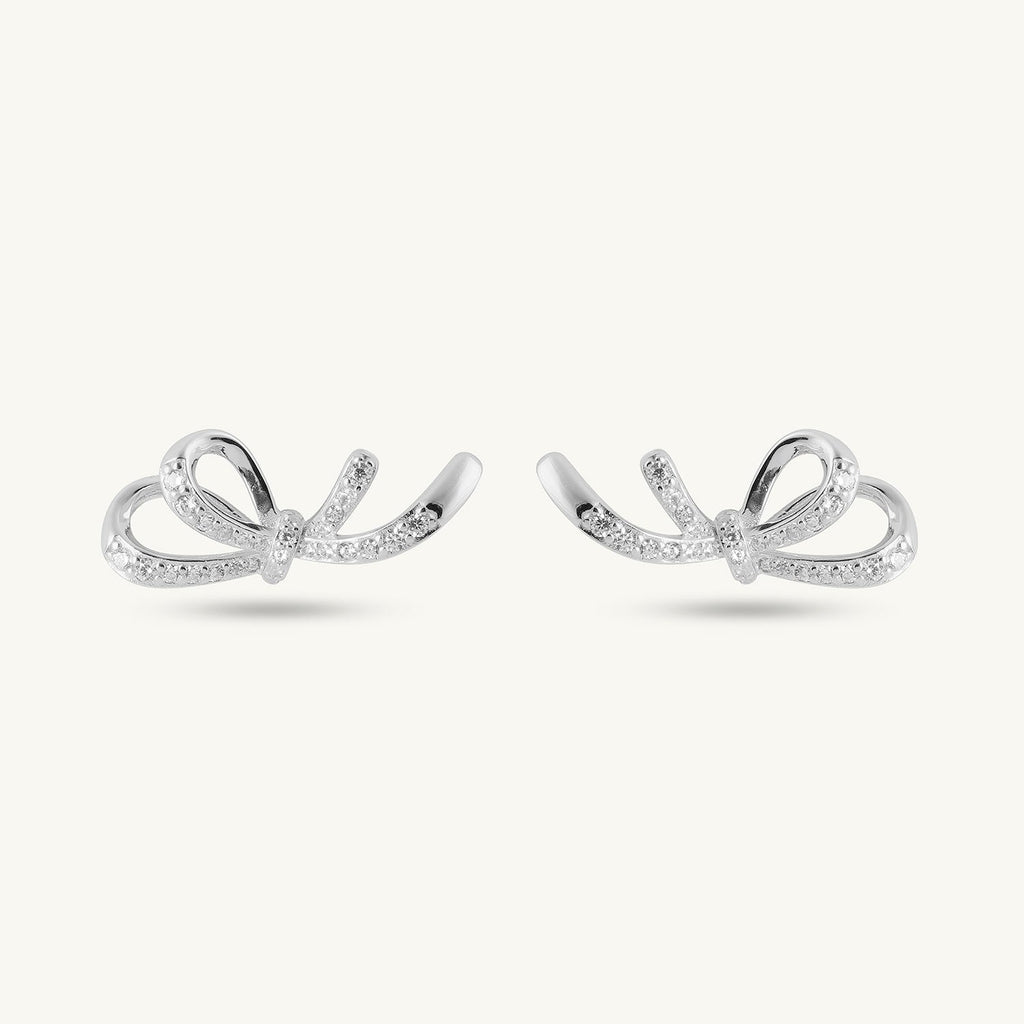 Classic Bow 925 Sterling Silver Stud Earrings