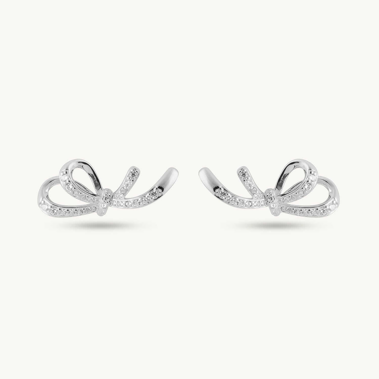 Classic Bow 925 Sterling Silver Stud Earrings