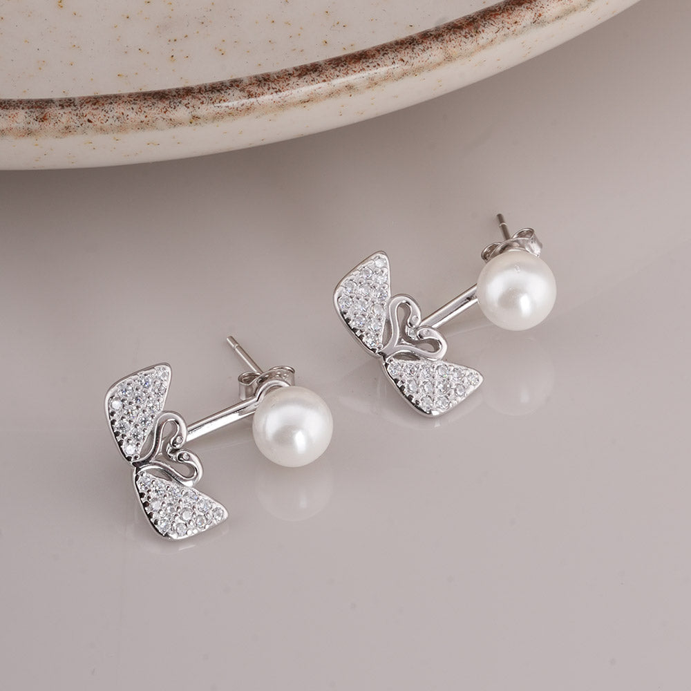 Pearl & Swan 925 Sterling Silver  Earrings