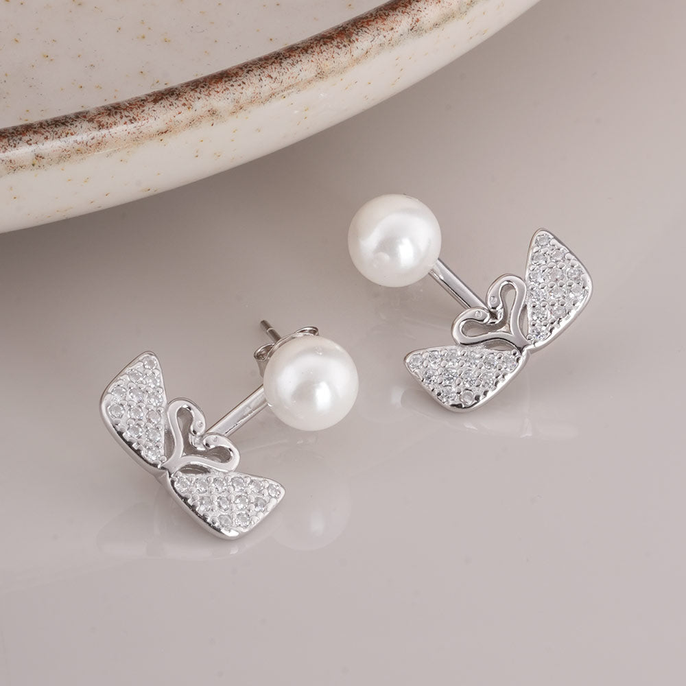 Pearl & Swan 925 Sterling Silver  Earrings