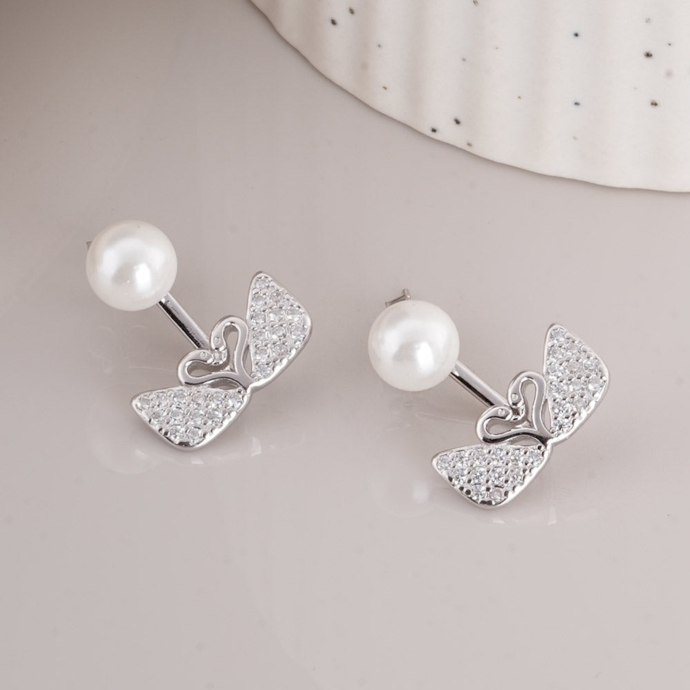 Pearl & Swan 925 Sterling Silver  Earrings