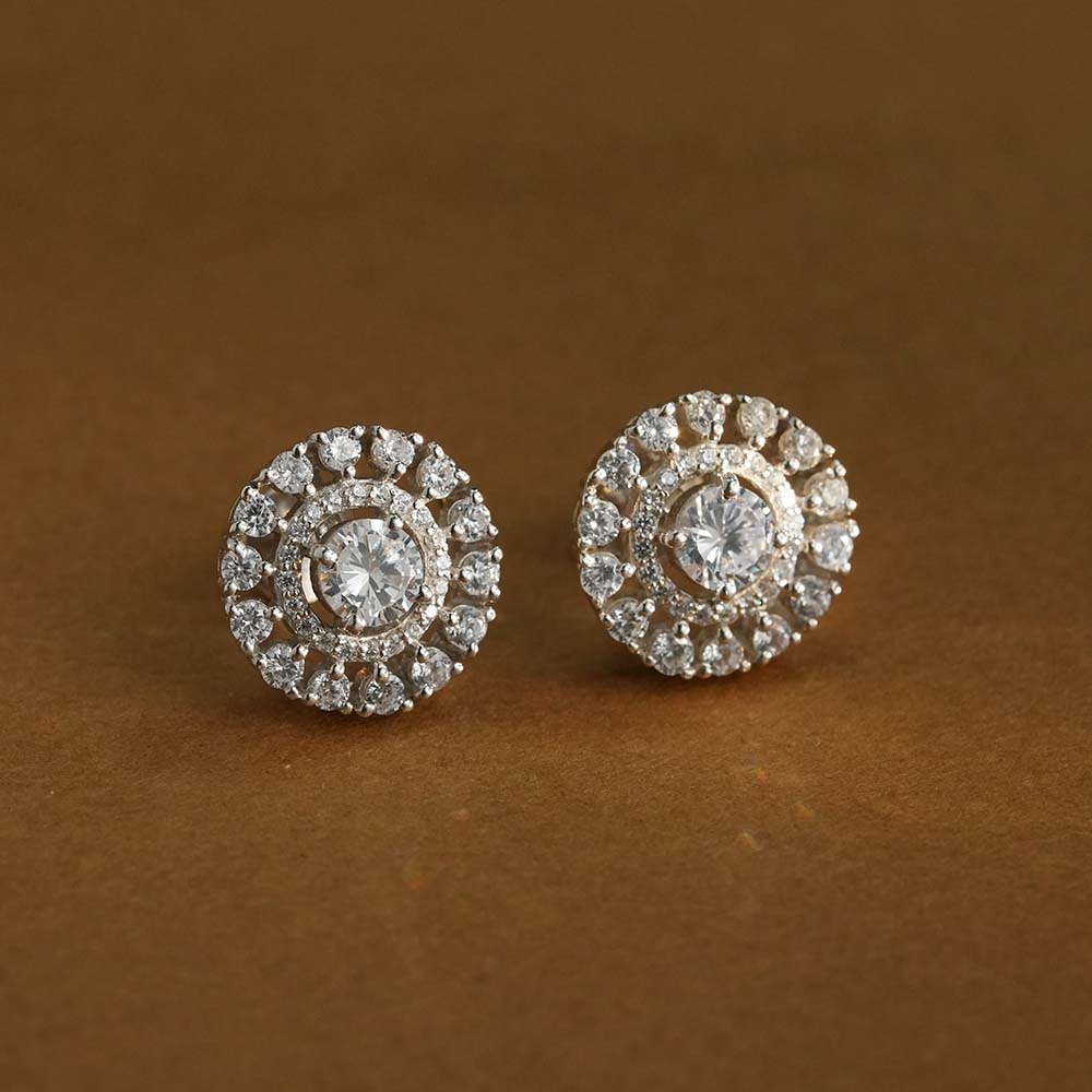 Sparkling Round CZ 925 Sterling Silver Stud Earrings