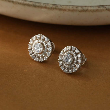 Sparkling Round CZ 925 Sterling Silver Stud Earrings