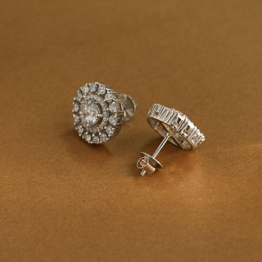 Sparkling Round CZ 925 Sterling Silver Stud Earrings