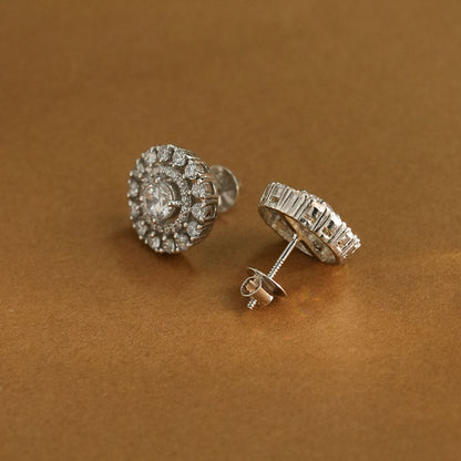 Sparkling Round CZ 925 Sterling Silver Stud Earrings