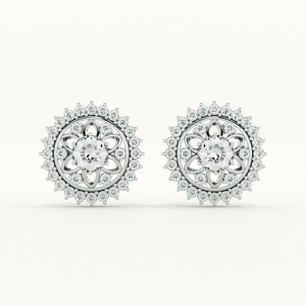 Dazzling Flower CZ 925 Sterling Silver Stud Earrings