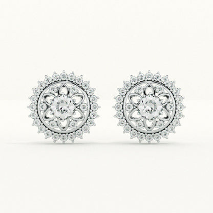 Dazzling Flower CZ 925 Sterling Silver Stud Earrings