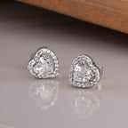 Elegant Heart-Shaped 925 Sterling Silver Stud Earrings