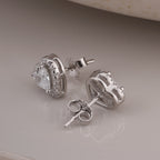 Elegant Heart-Shaped 925 Sterling Silver Stud Earrings